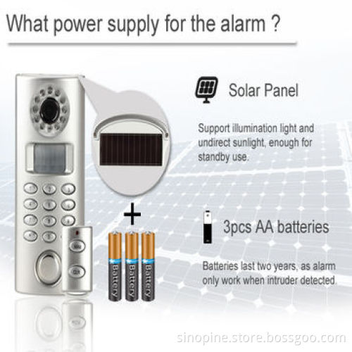 Wireless Auto Dial Solar Home Alarm with Video Recorder